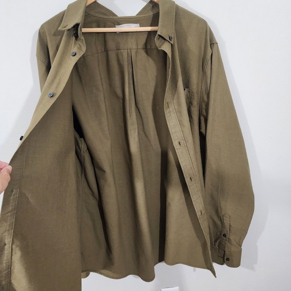 Everlane Men's Organic Cotton Button Down Shirt Olive Green XL Tall Long Sleeve - Picture 8 of 9